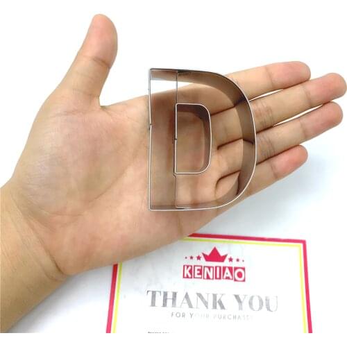 KENIAO Letter D of Alphabe Cookie Cutter for Birthday Party - 4.8 x 6.3 cm - Biscuit / Fondant / Pastry Cutter - Stainless Steel