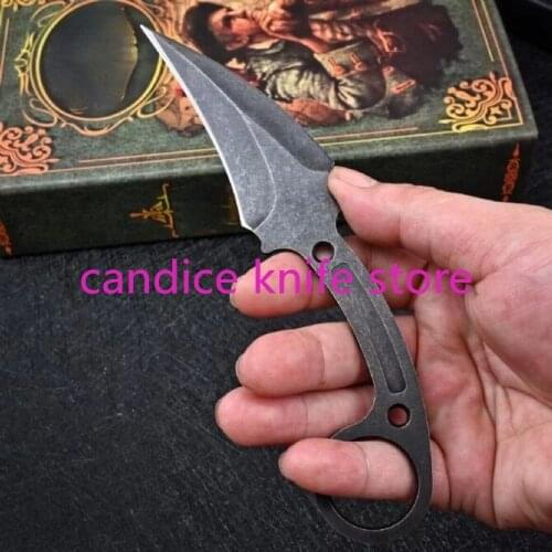 BAS ZU Bladewar Australia Karambit Claw Knife D2 Fixed Blade Paper Cutter Camping Hunting Tactical Knife Mini Knife with Sheath
