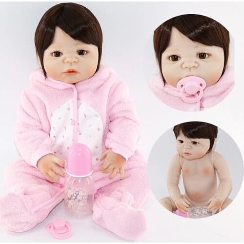 NPK Real 57CM Full Body Silicone Reborn Babies Doll Bath Toy Lifelike reborn girl baby modeling collectible doll for sale