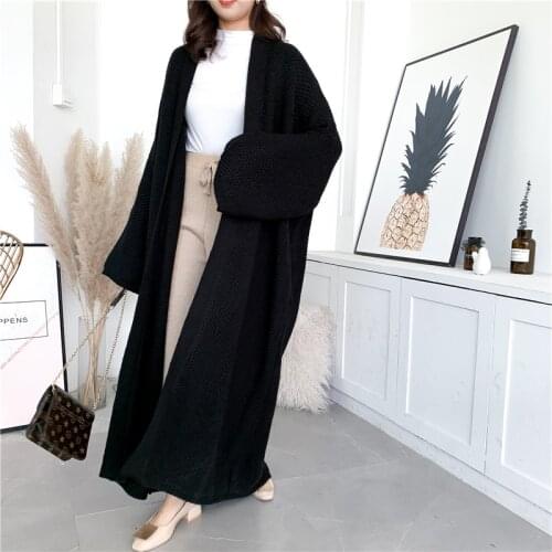 Loose Solid Color Knitted Cardigan For Women 2021 Spring Fall Warm Sweaters Casual Loose Solid Color Coat Plus Size