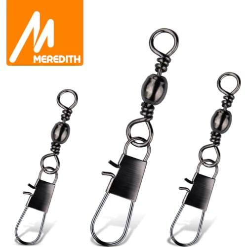 MEREDITH 50pcs Swivels Interlock Snap Fishing Lure Tackles Gear Accessories Connector Swivels Pin Bearing Rolling Solid Tackle