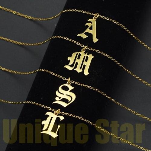 LaVixMia100% Stainless Steel Old English Letter Necklace Women A-Z Initial Alphabet Jewelry Pendant Necklaces Dropshipping