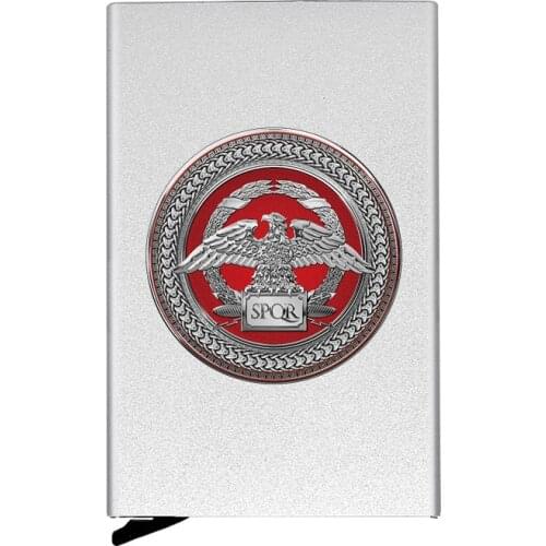 Personalized Metal Credit Card Holder Classic Roman Empire SPQR Printing Travel ID Cardholder Case Rfid Wallet