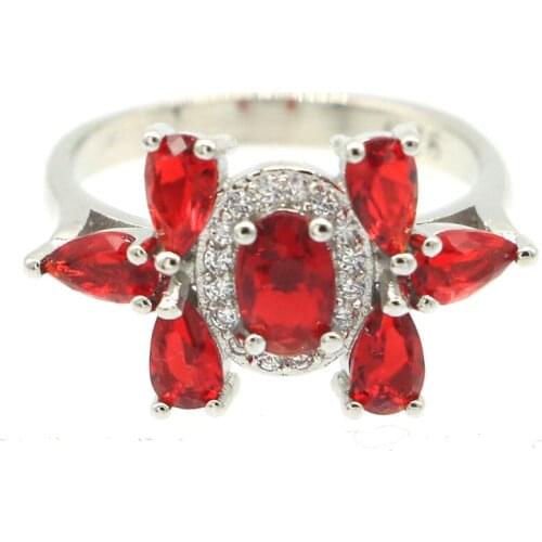 13x12mm Stunning Drop Created Pink Kunzite White CZ For Women Daily Wear Gift Silver Rings