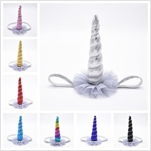 Cute Unicorn Headband New Born Hair Band Lace Cartoon Headwear Photo Props Party Hairband Hair Bands Kids Hair Accessories
