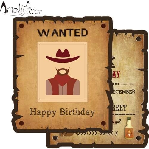 Cowboy Theme Invitation Card Party Decorations Supplies Wanted Invitation Western Cowboy Event Birthday Party Custom-Made 16PCS