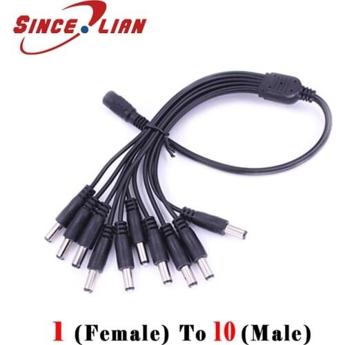 SINCELIAN 5PCS 5.5*2.1mm Jack Plug to 10RCA Adapter Cable Male to Male DVD VCR Audio Video Stereo Playbac TV AV Cable Wire Cord