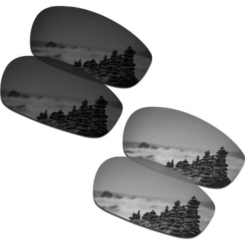 SmartVLT 2 Pairs Polarized Sunglasses Replacement Lenses for Oakley Split Jacket Stealth Black and Silver Titanium