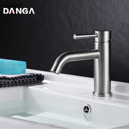 Bathroom Faucets 1 Hole Mixing Sink Water Tap 304 Stainless Steel Brushed Basin Faucet Hot and Cold Bath Mixer Vanity Faucet