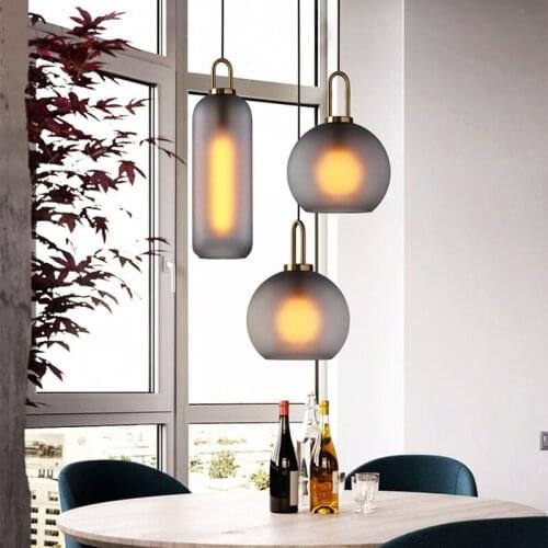 Modern LED E27 Pendant Lights Luxury Restaurant Lamps Nordic Bar Bedroom Bedside Glass Ball Single Hanging Lamp