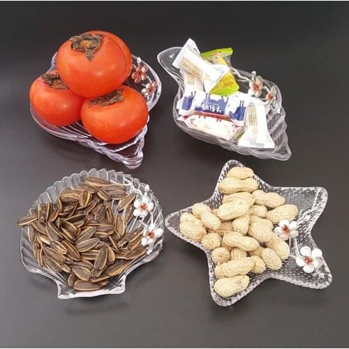 NEWYEARNEW 1PCS Glass Shell Starfish Breakfast Fruit Plate Creative Snack Nordic Personality Tableware