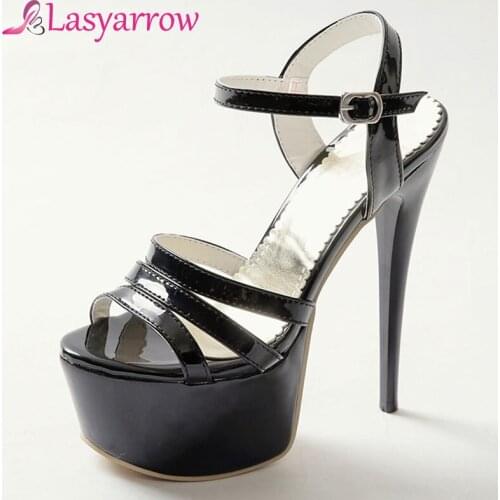 Lasyarrow Black White Red Large Size 31-48 Womens Shoes High Stilettos Heels Open Toe Gladiator Summer Ladies Sandal Shoe RM443