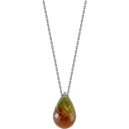 When Change Color Drop Zultanit Stone Silver Women Necklace