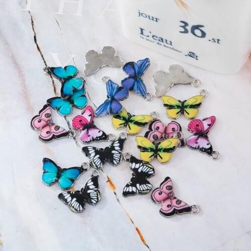 10pcs/pack Cute Sweet Color Enamel Butterfly Charms Cute Animal Charms For Girls DIY Handmade Earrings Jewelry Accessories