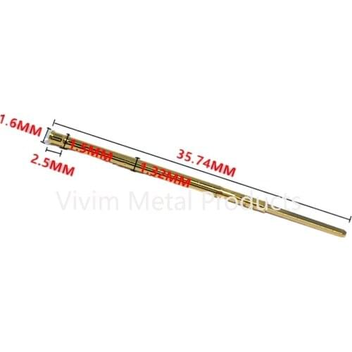 100PCS RM75-1W Gold Plated Spring Test Probe With Brass Tube Spring Needle Test of Circuit Board Total Length 35.74mm Dia 1.32mm