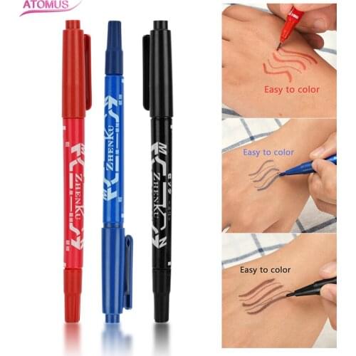 3pcs Tattoo Supplies Tattoo Marker Pen Skin Marker Pens Scribe Tool permanent Ink Thin Nib Crude Nib