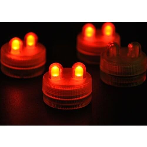 50pcs/Lot Battery Operated Red 2LED Submersible LED Floralyte,Waterproof LED Candle Tea Light For Wedding Party Decor