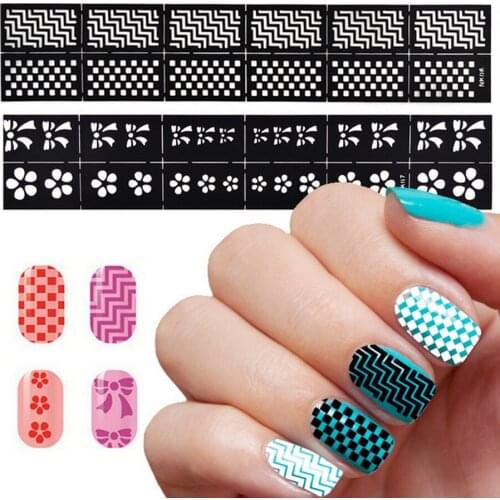 500sets 6pcs/set Reusable Stamping Tool DIY Nail Art Hollow Template Stickers Stamp Stencil Guide woman