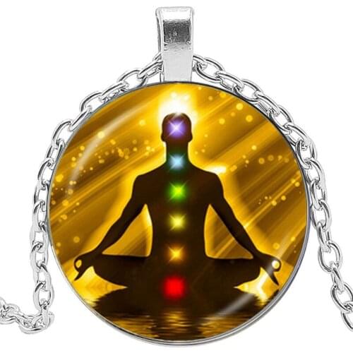 7 Chakra Reiki Healing Necklace Buddha Yoga Meditation Pendant Spirit Om Symbol Hope Jewelry Long Chain Statement Fashion Neckla