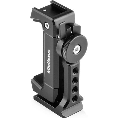 Tripod Mount Adapter Universal Phone Clip Holder 360 Rotation Mobile Clamp with Cold Shoe Mount for Arca-Type Plate