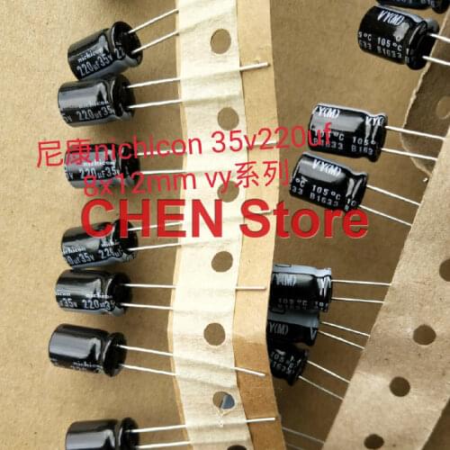 20PCS/50PCS NICHICON VY 35V220UF 8X11.5MM Aluminum Electrolytic Capacitor vy 220uF/35v 105 degrees 220uf 35v