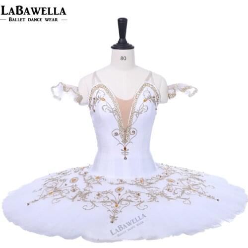 Competition Performance Tutu Women ballet costumes Adult Professional Ballet Tutu White Gold Classical Ballet Tutus BT9234C