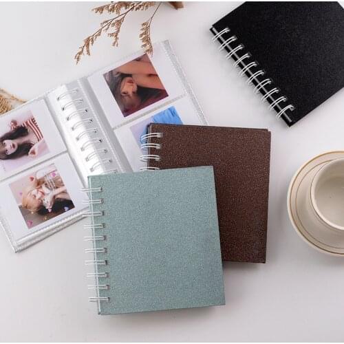 Glitter Pure Color 25 Pcs Inner Pockets 100 Pcs 3 Inch Photos Kids Scrapbook Mini Sprial Book Photo Album