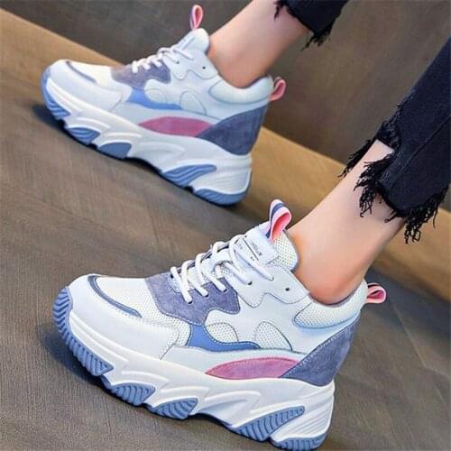 Ankle Boots Womens Breathable Leather Fashion Sneaker Platform Wedge High Heels Casual Travel Shoes34 35 36 37 38 39