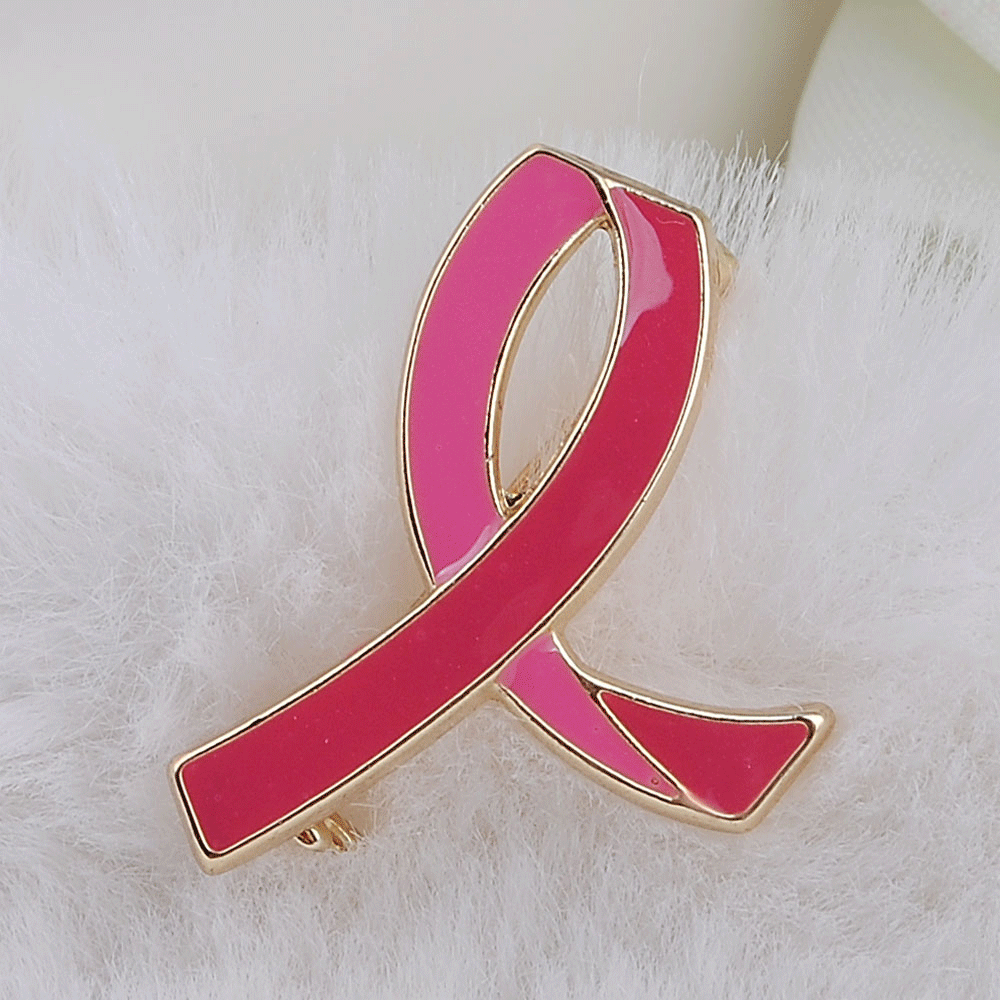 Fight AIDS Zinc Alloy Enamel Brooch Pink Ribbon Factory Direct Promotional Gifts Free Shipping to Prevent Breast Cancer