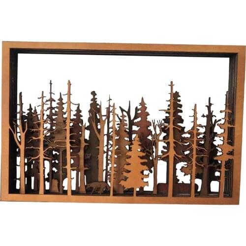 Wooden Frame Carving Wall Plaque Animal Trees Home Kitchen Decorative Art Painting Sculpture Modern Wedding Gifts
