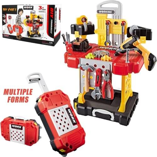 TOY CHOIS Pretend Play Workbench Toy Tool Set 83 Pieces Construction Kit Outdoor Travel Preschool Gift for Kids boys girls