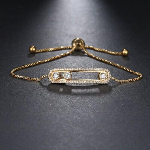 Ekopdee Vintage Simple Design Zircon Bracelet Bangle For Women Cubic Zirconia Adjustable Bracelets Female Dinner Party Jewelry