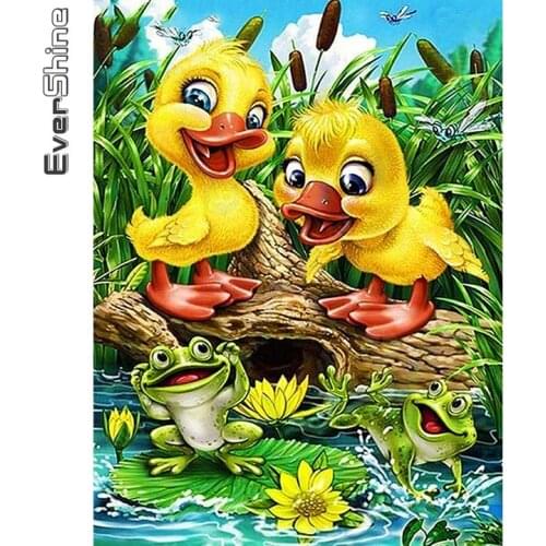 Evershine Diamond Painting Duck 5D DIY Full Square Round Diamond Embroidery Animal Cross Stitch Kit Childrens Room Decoration