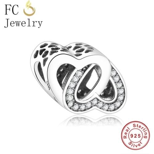 FC Jewelry Fit Original Brand Charms Bracelet 925 Sterling Silver Openwork Heart Perles Breloque Bead For Making Berloque 2019