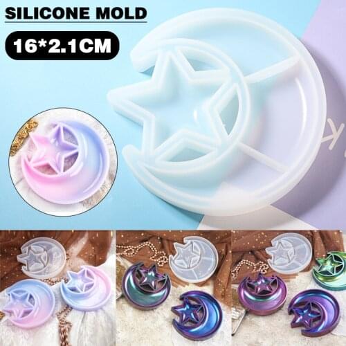 Moon Star Tray Plate Mold Silicone DIY Resin Epoxy Plate Tray Mold Jewelry Pendant Necklace Storage Tray Craft Castng Tool