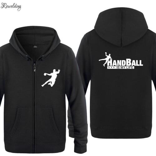 Handball Printed Hoodies Men Hip Hop Fleece Long Sleeve Zipper Jacket Sweatshirt Coat Team Fitness Tracksuit Moleton Masculino