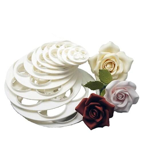 Hot Sale 6Pcs Fondant Cake Sugarcraft Rose Flower Cookie Mould Gum Paste Cutter TooL 7JWF