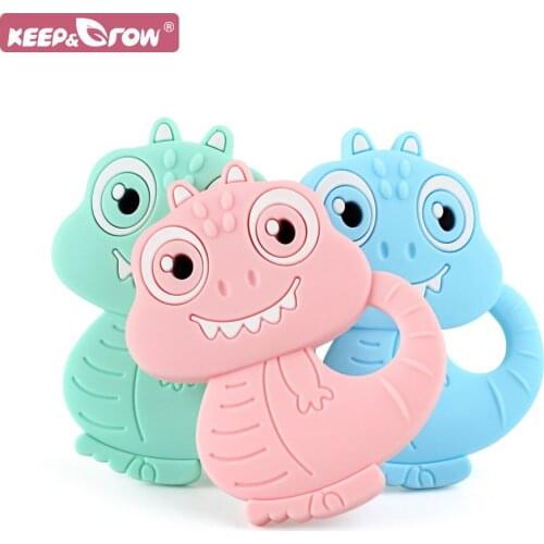1/5/10pcs Baby Silicone Teether Dinosaur Cartoon Infant Rodent Chew Pendant BPA Free Food Grade Silicone Baby Teething Teether