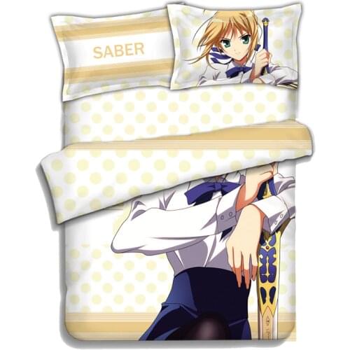 Japanese Anime fate stay night saber Bed sheets Bedding Sheet Bedding Sets Bedcover Quilt Cover Pillow Case 4PCS