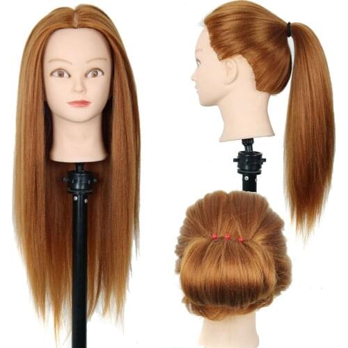 New 24" Hairdressing Practice Training Head Yaki Synthetic Hair Doll Cosmetology Mannequin Heads Women Hairdresser Manikin Sale