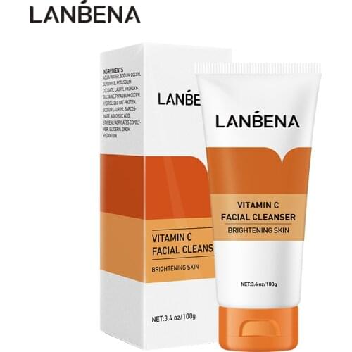LANBENA Vitamin C Facial Cleanser Face Wash Collagen Cleansing Moisturizing Whitening Deep Skin Gentle Fine Dense Foam 100ml
