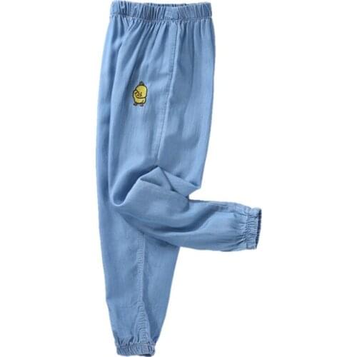 Summer pants for baby girls boys jeans 1-9Y little kids thin denim trousers toddler cartoon animal full length pants children P