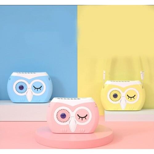 Cartoon Owl Fan for Outdoor Personal Necklace Fan Rechargeable Cordless Fan 3 Speeds