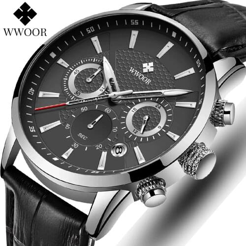 WWOOR Fashion Mens Watches Top Brand Luxury Waterproof Military Chronograph Sport Quartz Wrist Watch Men Clock Male Reloj Hombre