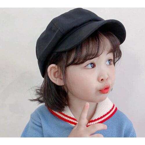 YOYOCORN New Childrens hats autumn and winter boys caps British plaid octagonal hats Korean version Japanese wild girls berets