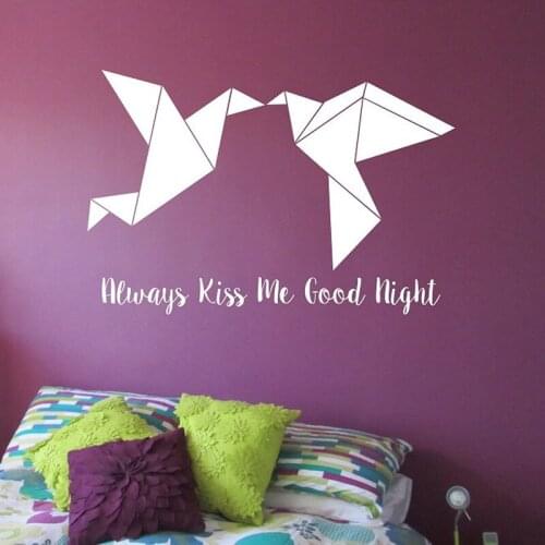 Origami Kissing Love Birds Vinyl Wall Decal Sticker Art Decor Bedroom Home Design Mural Geometric Birds Wall Sticker Muraux A390
