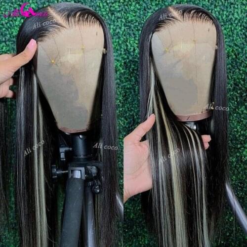 Highlight 613 Lace Front Human Hair Wig Black Blonde 13x6 Straight Lace Fronta Wig Honey Blonde 5x5 Lace Closure Wigs