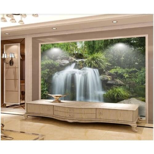 Custom photo 3d wallpaper Hd waterfall fresh forest landscape tv background home decor living room wallpaper for walls 3 d