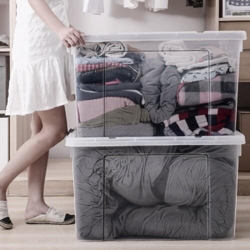 Transparent storage box thickened storage box plastic transparent clothing quilt storage box toy storage storage box