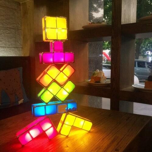 Romantic DIY Tetris Puzzle LED Night Light Colorful Constructible Block Night Lamp Creative Kids Toys Home Decoration 45